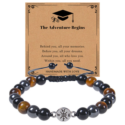 Natural Stone Compass Tiger-eye Bracelet