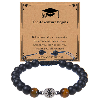 Natural Stone Compass Tiger-eye Bracelet
